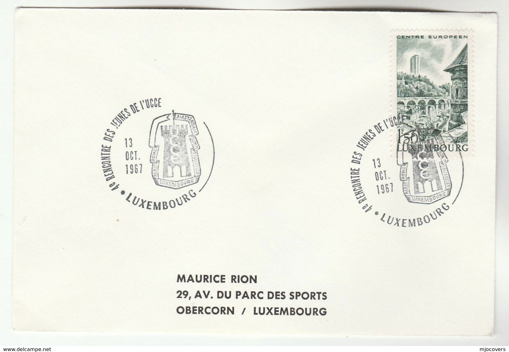 1967 LUXEMBOURG Recontre Des Jeunes De L'UCCE Event COVER  Stamps - Cartas & Documentos