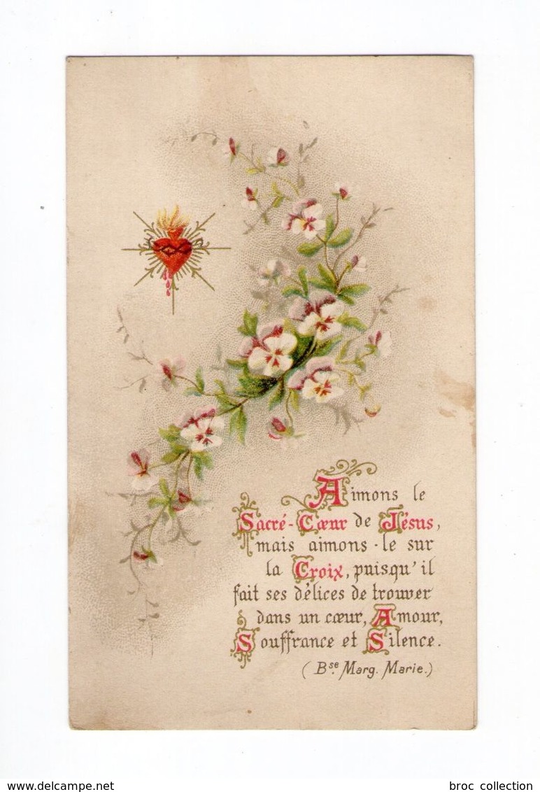 Citation De La Bienheureuse Marguerite-Marie, Sacré Coeur De Jésus Et Fleurs, Pensées - Santini