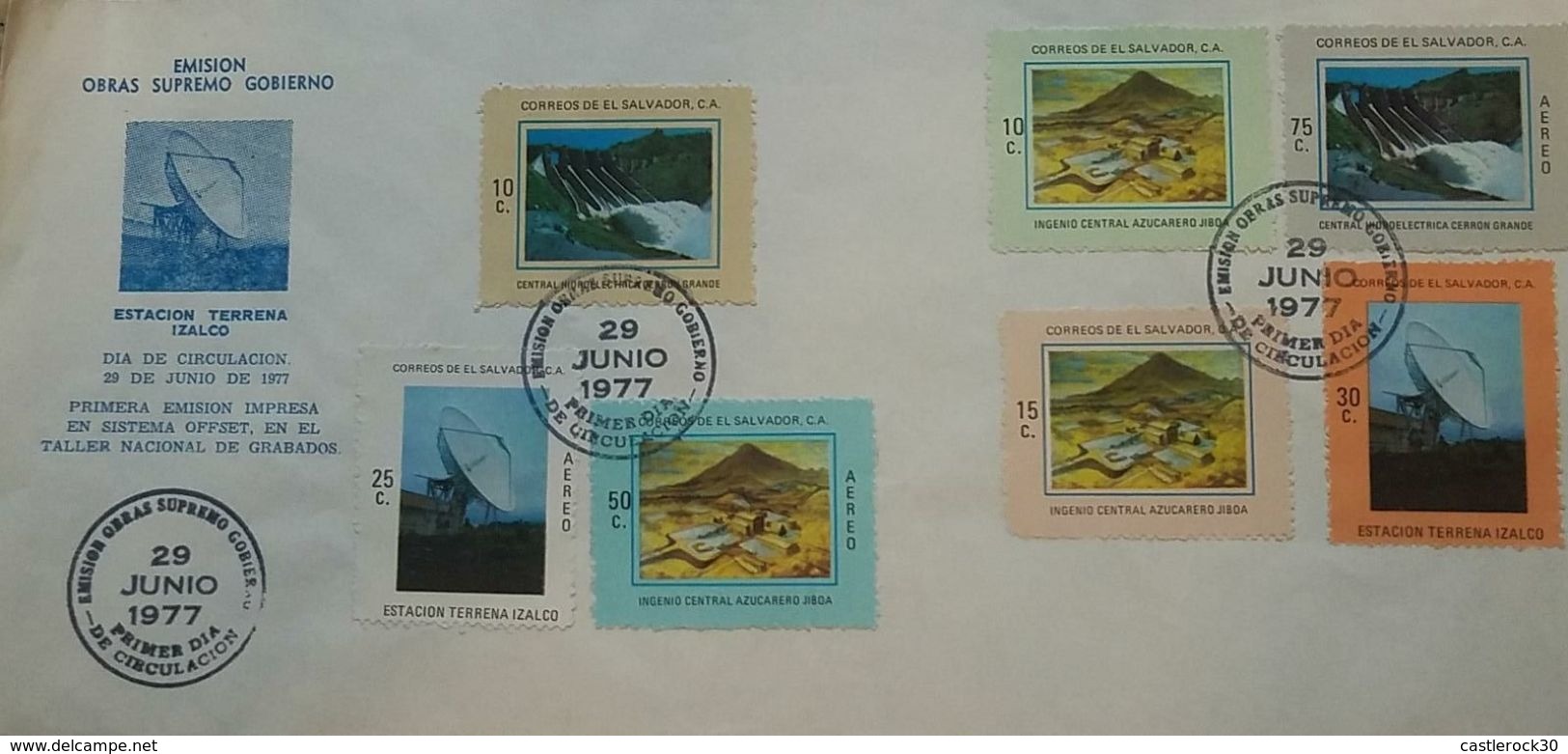 L) 1997 EL SALVADOR, TERRA IZALCO STATION, ANTENNA, INGENIO CENTRAL AZUCARERO JIBOA, CENTRAL HYDROELECTRICA, MULTIPLE ST - El Salvador