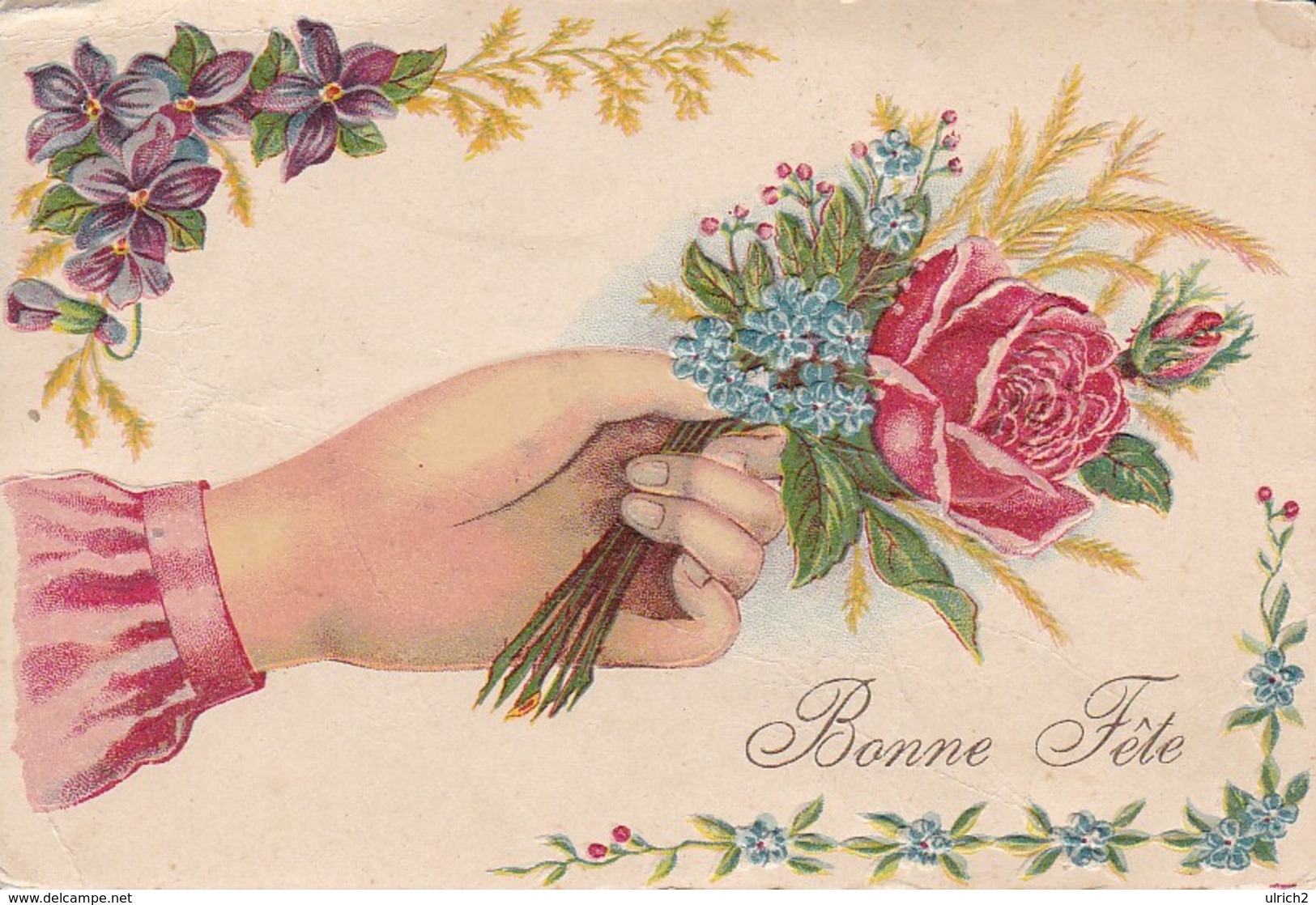 AK Bonne Fête - Rose - Reliefdruck - 1905 (32671) - Blumen