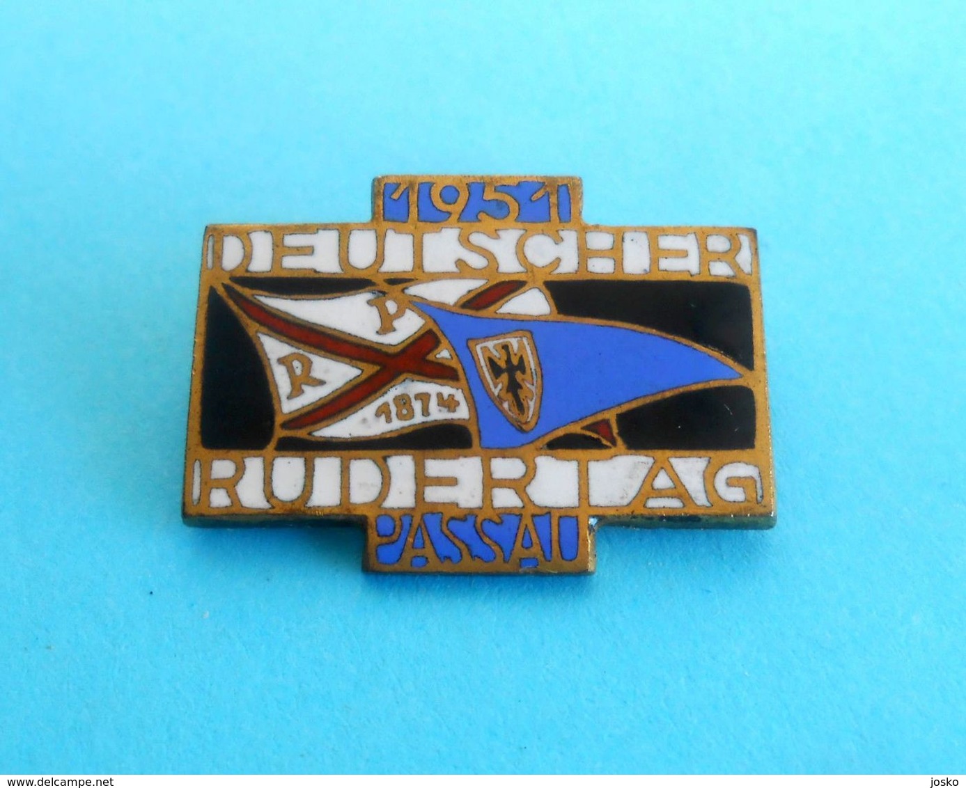 GERMANY ROWING DAY 1951. PASSAU Enamel Pin Badge * FISA Rudern Anstecknadel Aviron Rudersport Ruder Rudernd Canottaggio - Aviron