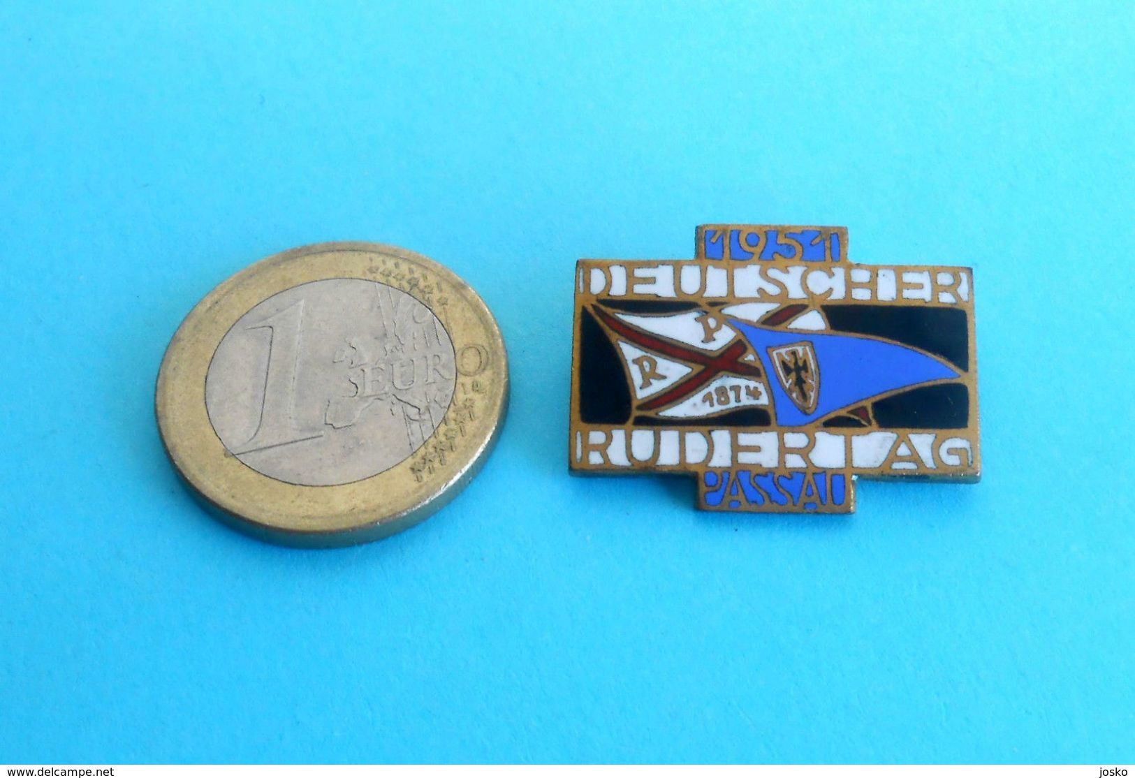 GERMANY ROWING DAY 1951. PASSAU Enamel Pin Badge * FISA Rudern Anstecknadel Aviron Rudersport Ruder Rudernd Canottaggio - Remo