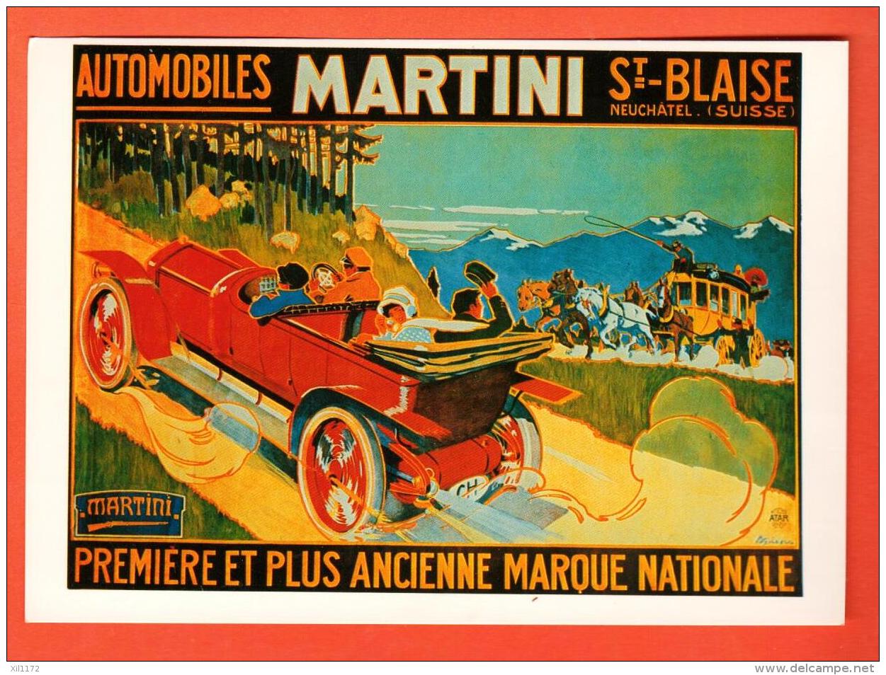 GAW-20 Affiche Musée Suisse Transport, Autos Martini St-Blaise Par Elzingre, Illustrateur. Grand Format, Non Circulé - Taxis & Fiacres