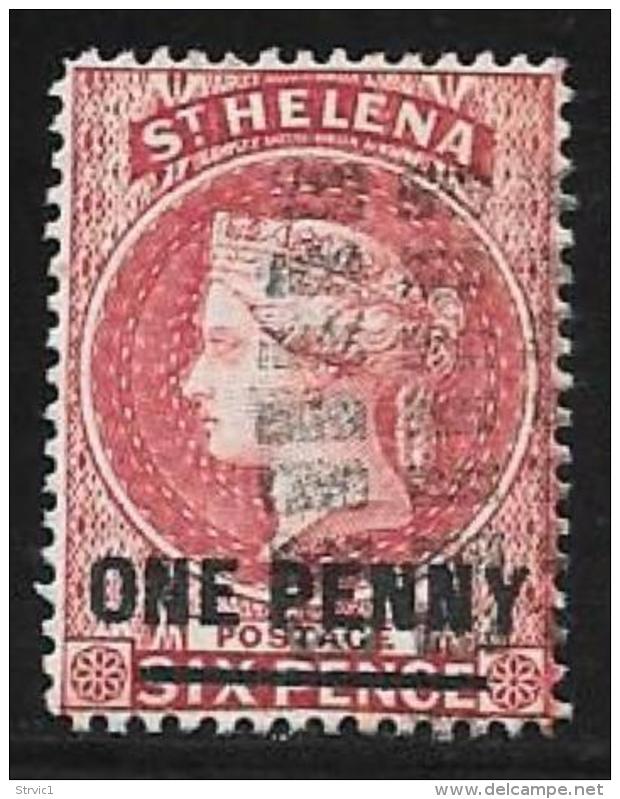 St. Helena, Scott # 35 Used Queen Victoria, Surcharged, 1887 - Saint Helena Island