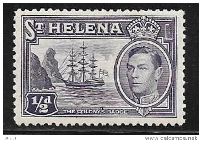 St. Helena, Scott #118 Mint Hinged Badge Of The Colony, Ship, 1938 - Saint Helena Island