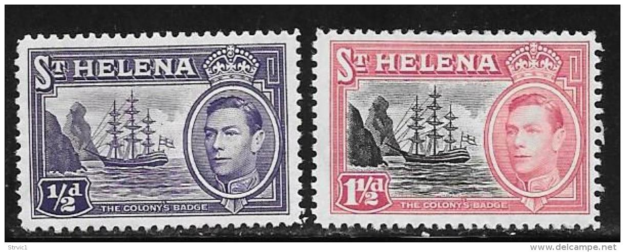 St. Helena, Scott #118, 120 Mint Hinged Badge Of The Colony, Ship, 1938 - Saint Helena Island