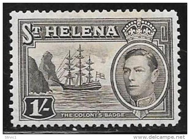 St. Helena, Scott #124 Mint Hinged Badge Of The Colony, Ship, 1938 - Saint Helena Island