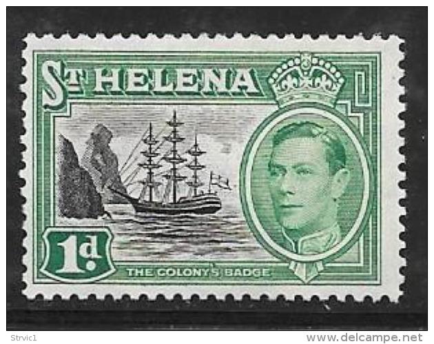 St. Helena, Scott #136 Mint Hinged Badge Of The Colony, Ship, 1949 - Saint Helena Island