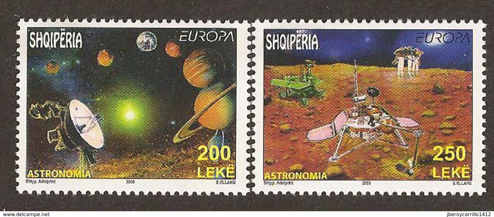 ALBANIA - EUROPE 2009 - TEMA "ASTRONOMIA" - SERIE Di 2 Francobolli PERFORATI  (PERFORATED) - 2009