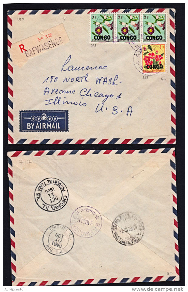 Covz0717 CONGO 1960, Registered Cover From Bafwasende To USA With 8A2 Cancellation And Stanleyville 1 12B(K)  Backstamp - Other & Unclassified