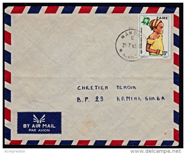 Covz0024 ZAIRE 1981, Local Cover From Manono To Kamina With I.7-CEL-C Cancellation - Used Stamps