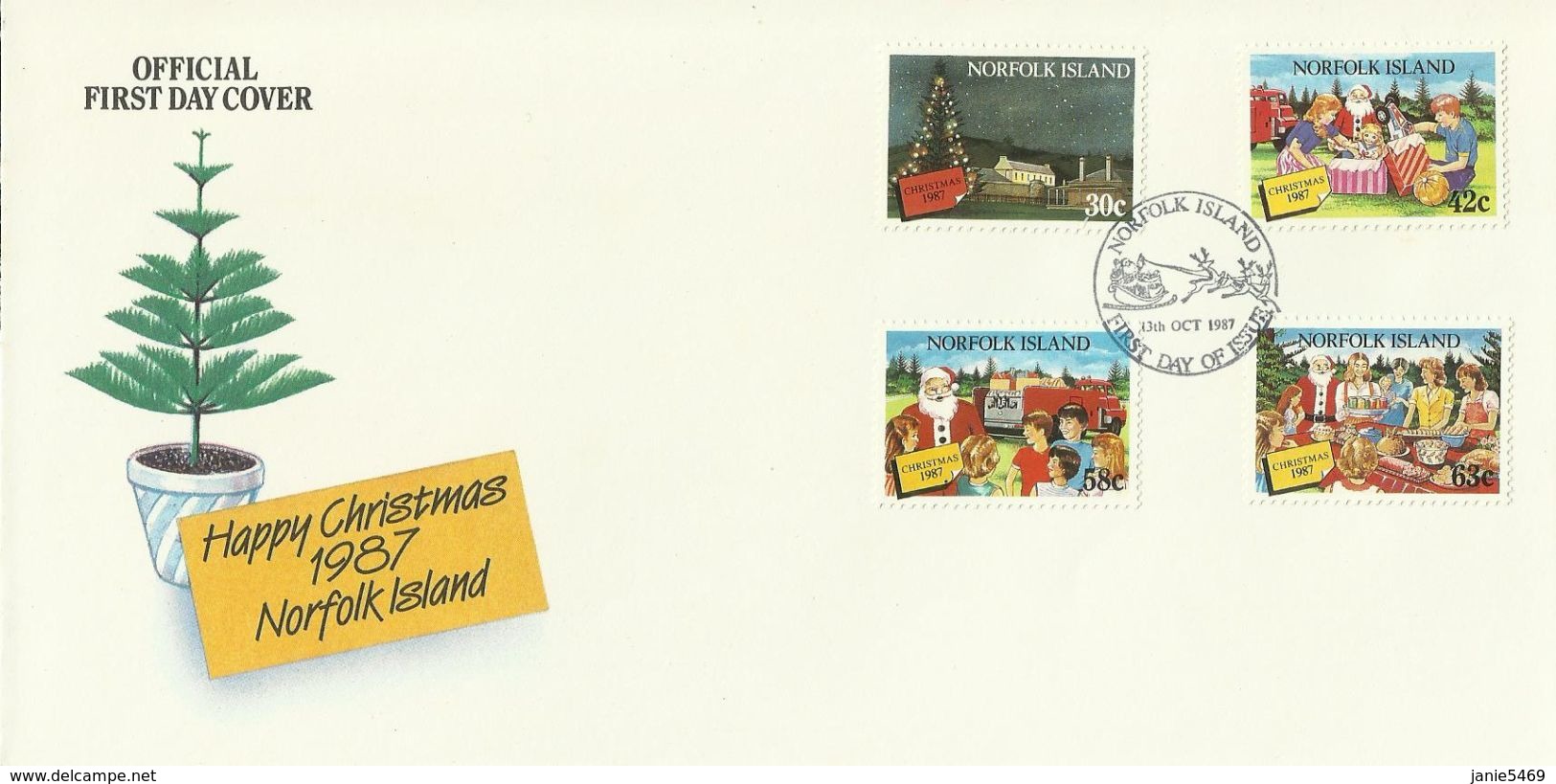 Norfolk Island 1987 Christmas FDC - Norfolk Island