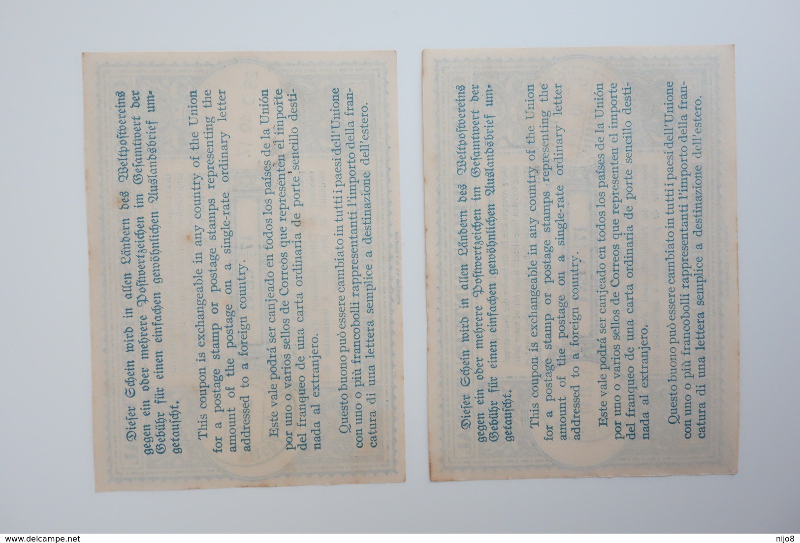 NETHERLAND INDIES : 2x INTERNATIONAL REPLY COUPON 171/2c  W/ SOERABAJA (dot) & SOERABAJA-OEDJOENG Cancels  (1940) - Netherlands Indies