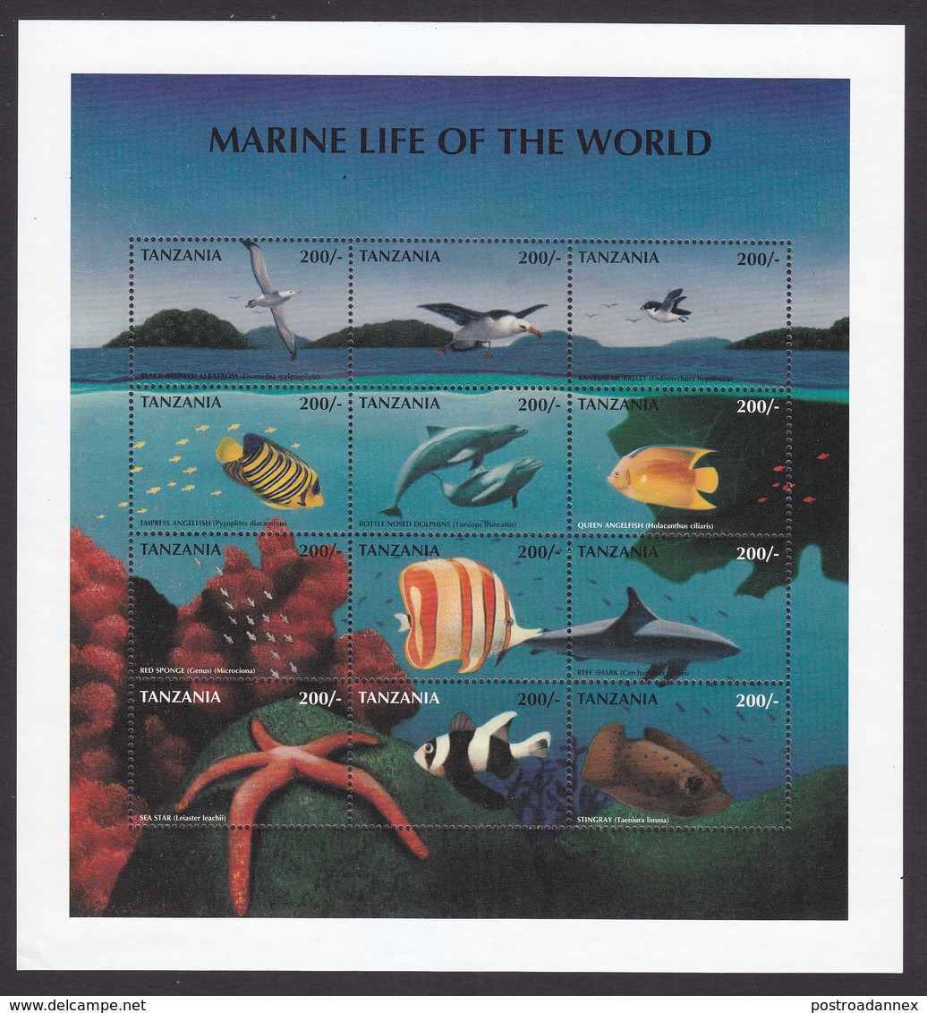 Tanzania, Scott #1668, Mint Never Hinged, Marine Life, Issued 1998 - Tanzania (1964-...)