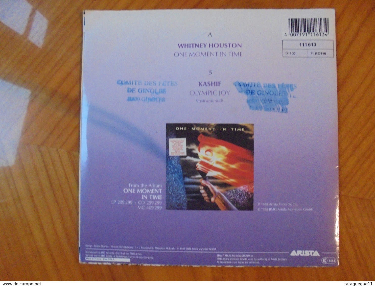 Disque Vinyle 45 T Whitney Houston One Moment In Time/Kashif 1988 - Soul - R&B