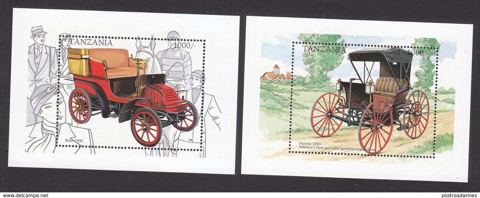 Tanzania, Scott #1682-1683, Mint Never Hinged, Classic Cars, Issued 1998 - Tanzanie (1964-...)