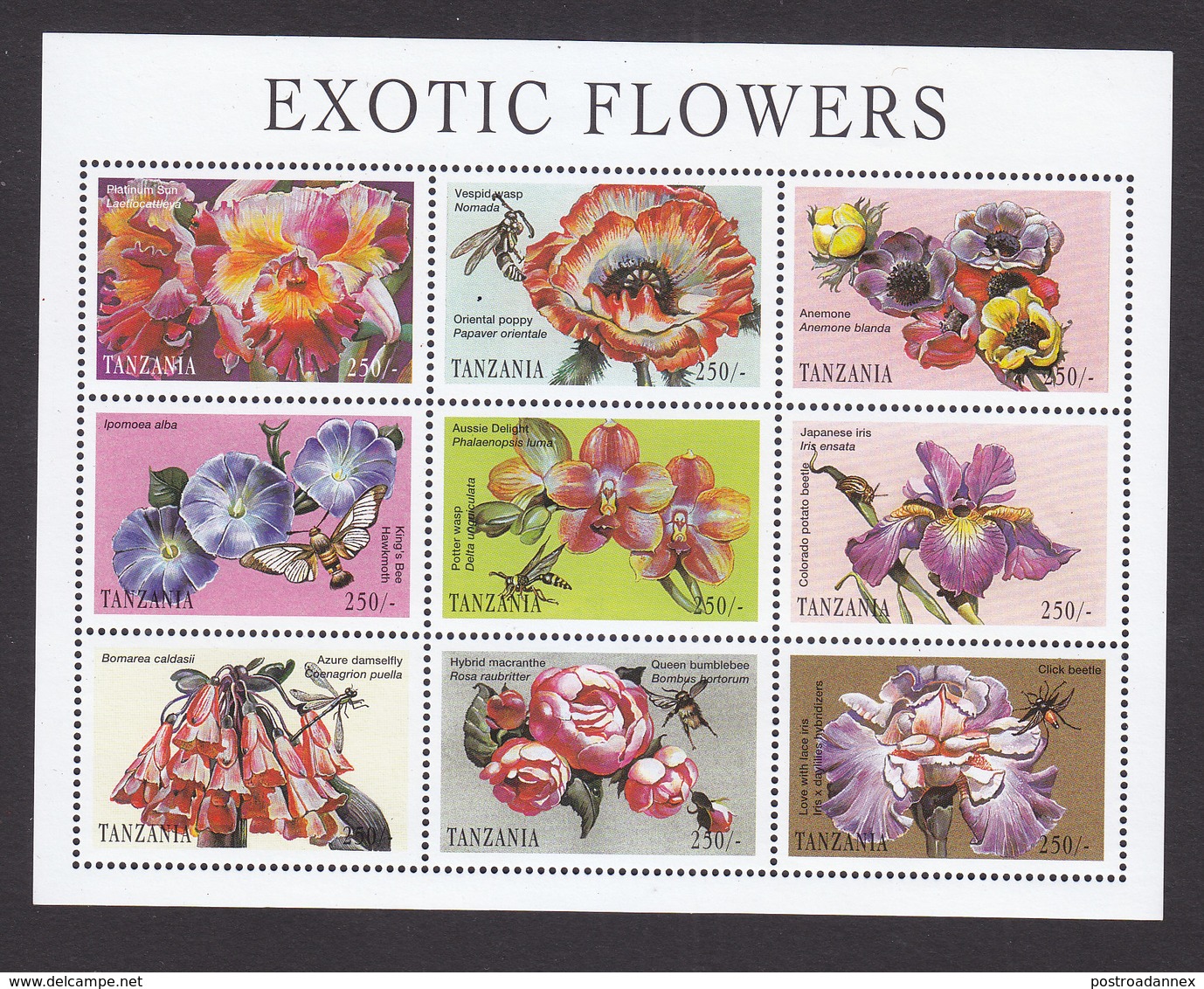 Tanzania, Scott #1685-1686, Mint Never Hinged, Exotic Flowers, Issued 1998 - Tansania (1964-...)