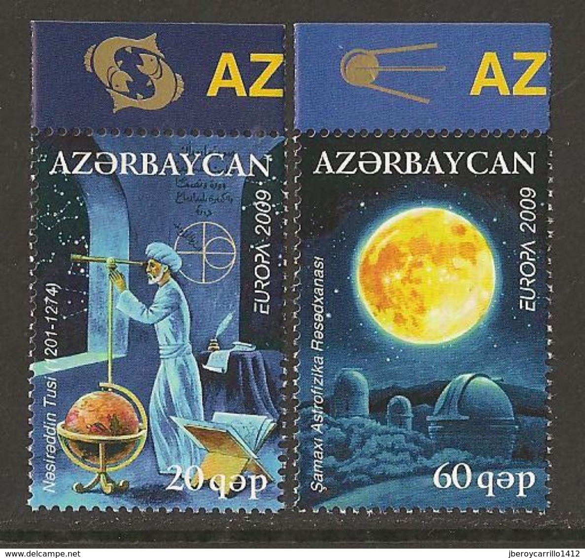 AZERBAIDJAN - EUROPA 2009 - TEMA "ASTRONOMIA" - SERIE De 2 V.. DENTADO (PERFORATED) - 2009