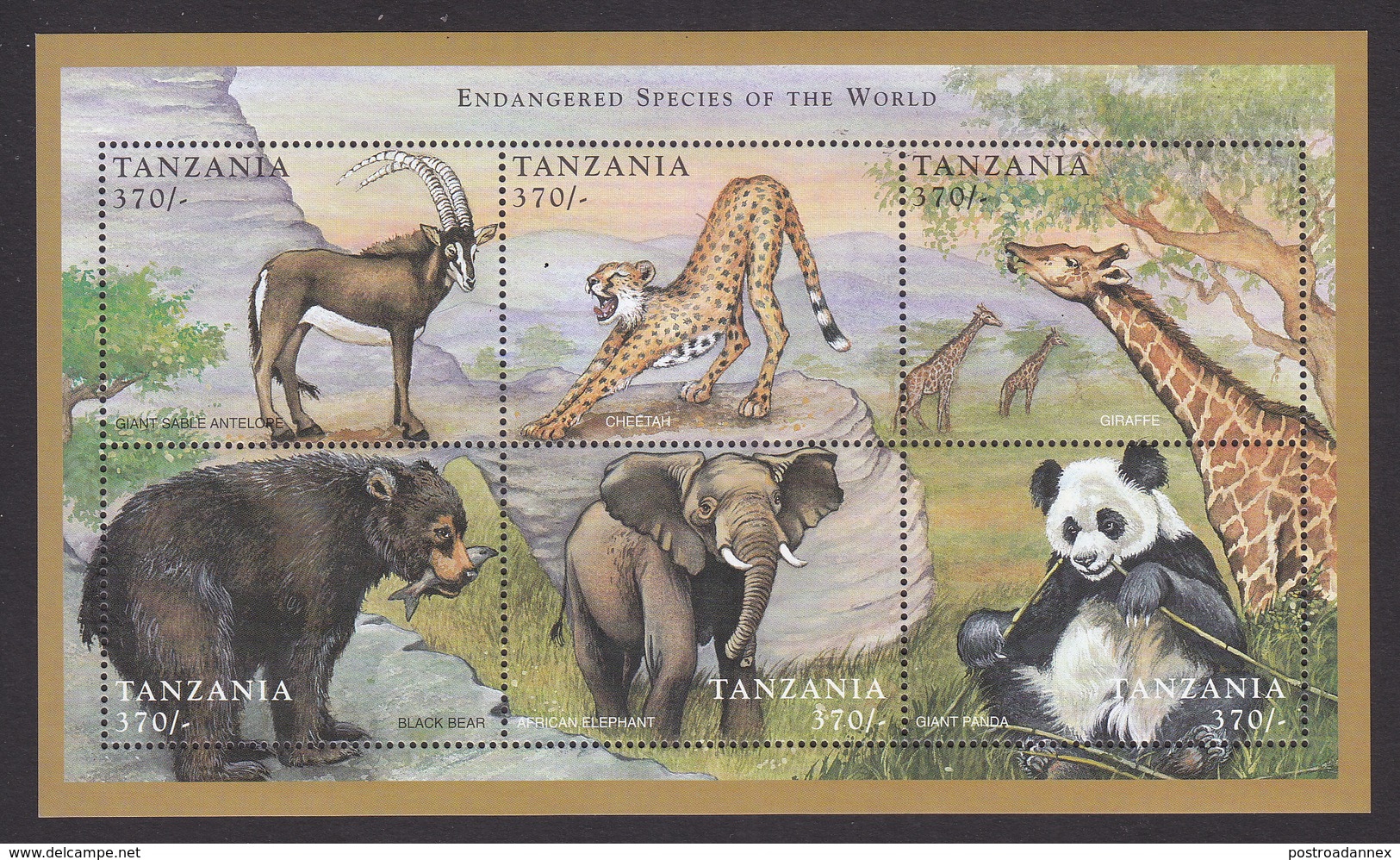 Tanzania, Scott #1692, Mint Never Hinged, Endangered Animals, Issued 1998 - Tansania (1964-...)