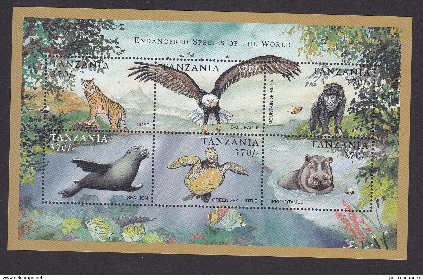 Tanzania, Scott #1693, Mint Never Hinged, Endangered Animals, Issued 1998 - Tanzanie (1964-...)