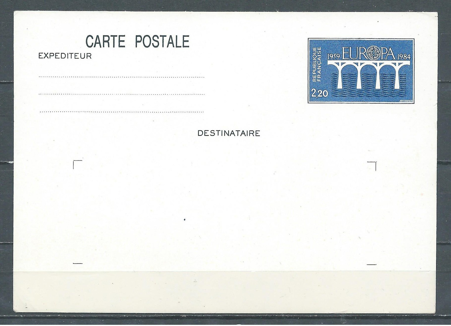 France Carte Postale Entier Postal YT N°2309-CP1 Europa 1984 Neuf ** - Cartoline Postali E Su Commissione Privata TSC (ante 1995)
