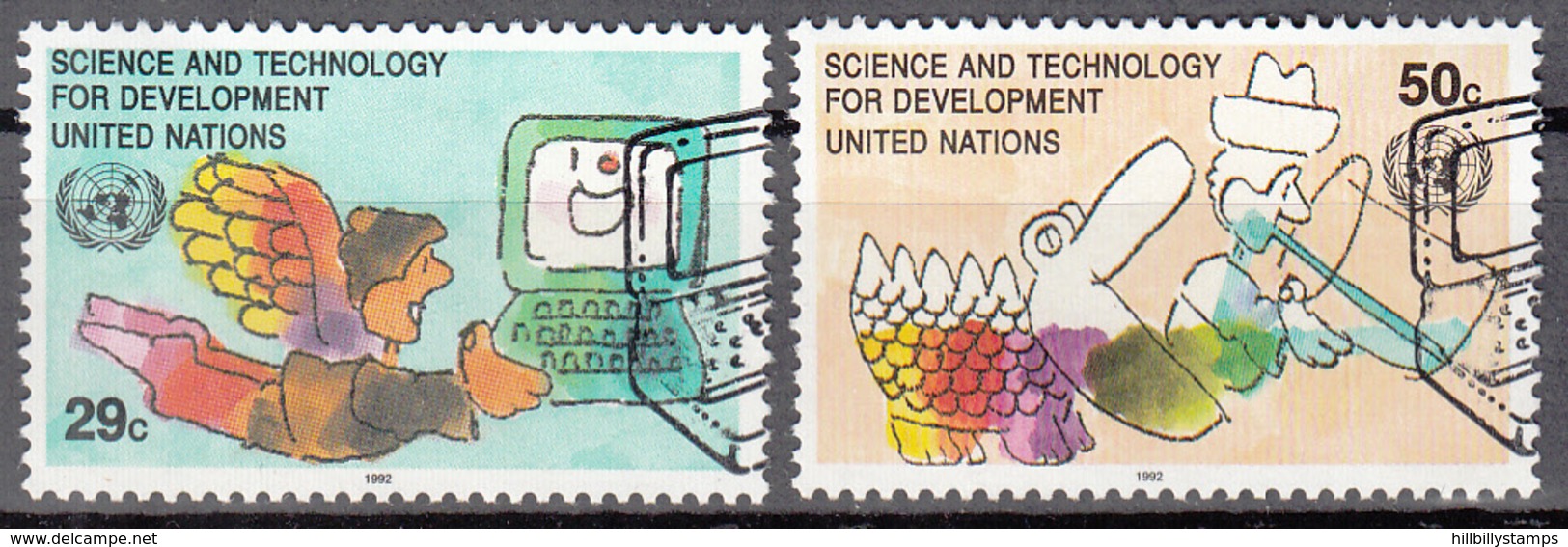 UNITED NATIONS    SCOTT NO. 611-12      USED     YEAR  1992 - Oblitérés