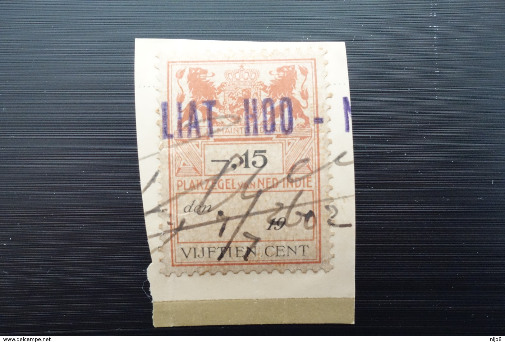 NETHERLAND INDIES : PLAKZEGEL 15 Cent, NON OVPT On Fragment (4.7.2602) - Netherlands Indies