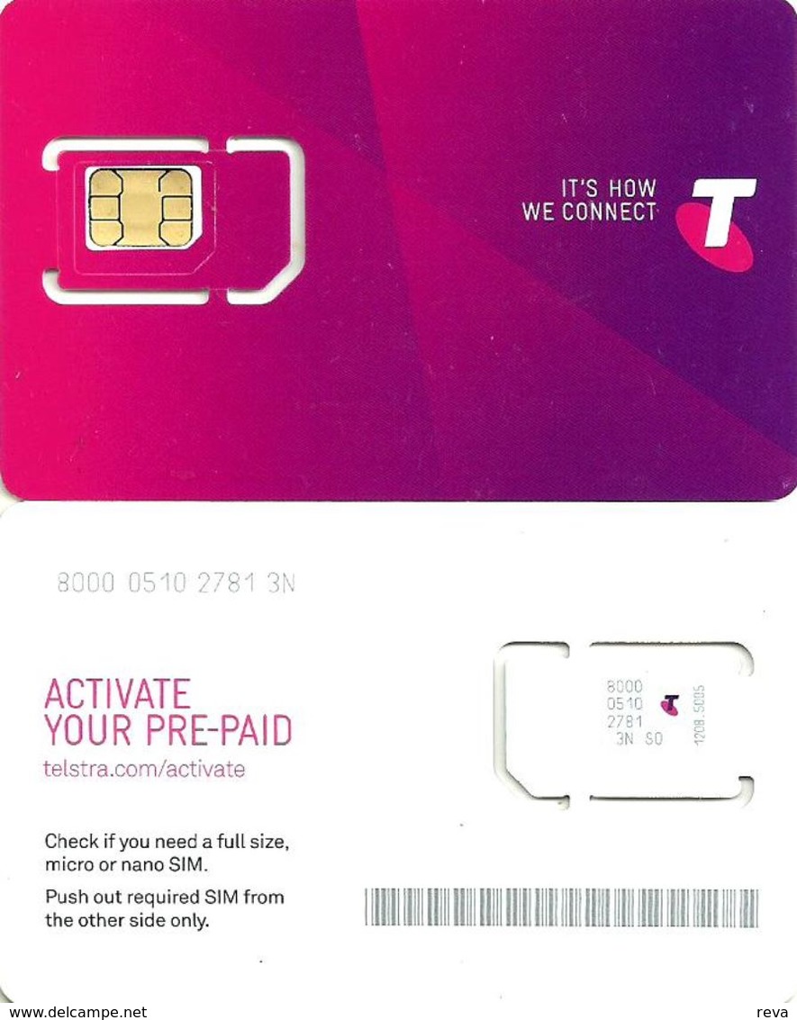 AUSTRALIA GSM MOBILE "TELSTRA"  PURLE-PINK "ACTIVATE "B" LIKE IN THE MIDDLE SMALL CHIP READ DESCRIPTION !!! - Australia