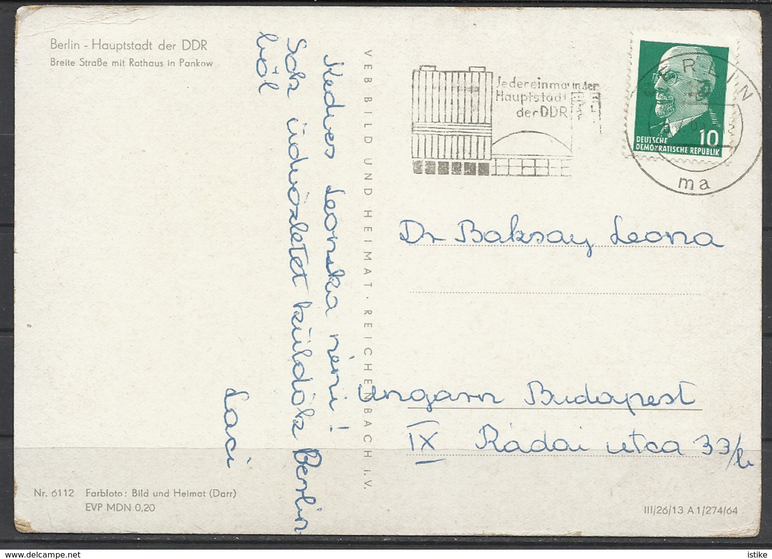 Germany, DR,  Rathaus In Pankow, Old Double Decker, 1964 - Pankow