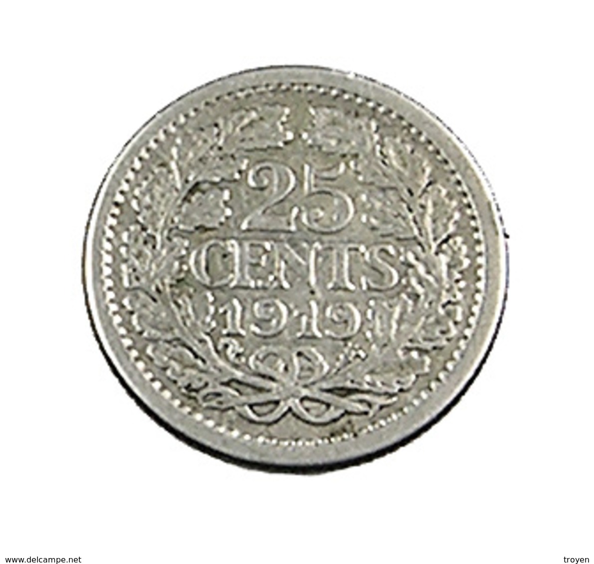 25 Cents - Hollande - 1919 - Argent - TB+ - - 25 Cent