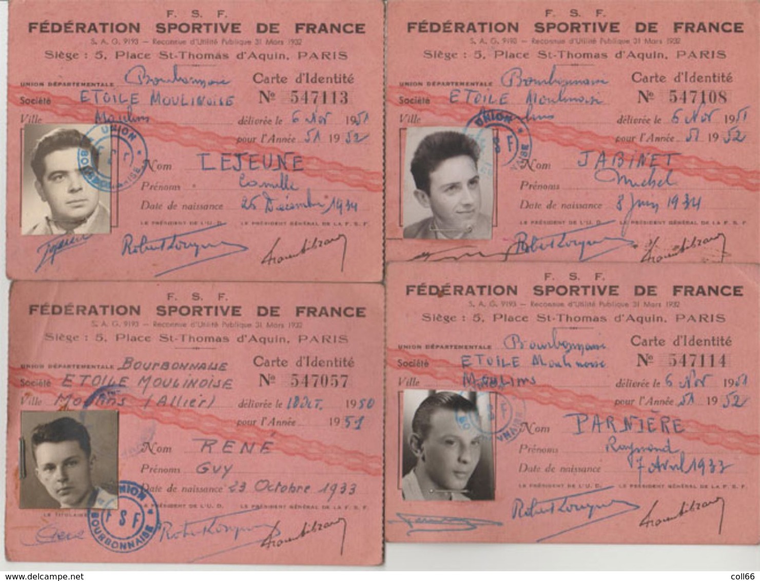 RARE Foot L'Etoile Moulinoise 1952-1957 Grosse Archive Avec Photos équipes Joueurs Et Cartes Membres 03 Moulins Yzeure - Sports