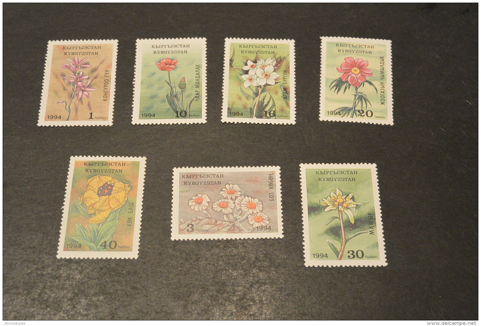 K14259 - Set And  Bloc  MNH Kyrgyzstan - 1994- Mountain Flowers - Autres & Non Classés