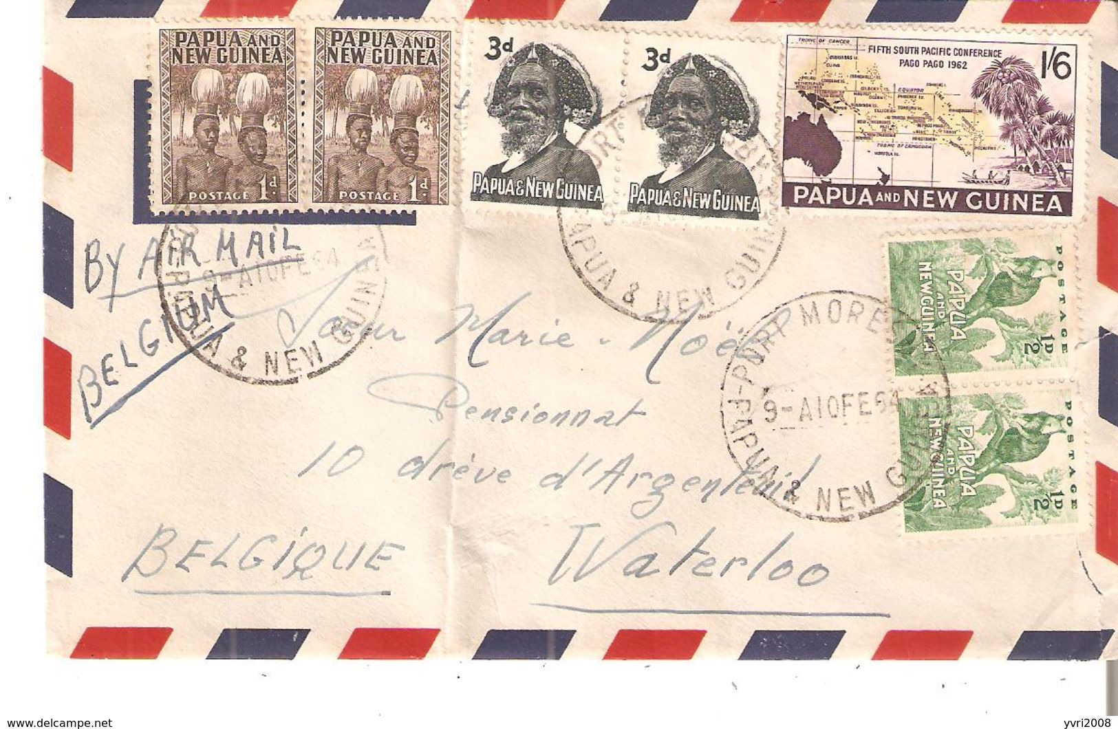 Lettre Par Avion De PAPUA And NEW GUINEA De Port Moresby Vers WATERLOO (RARE) - Covers & Documents