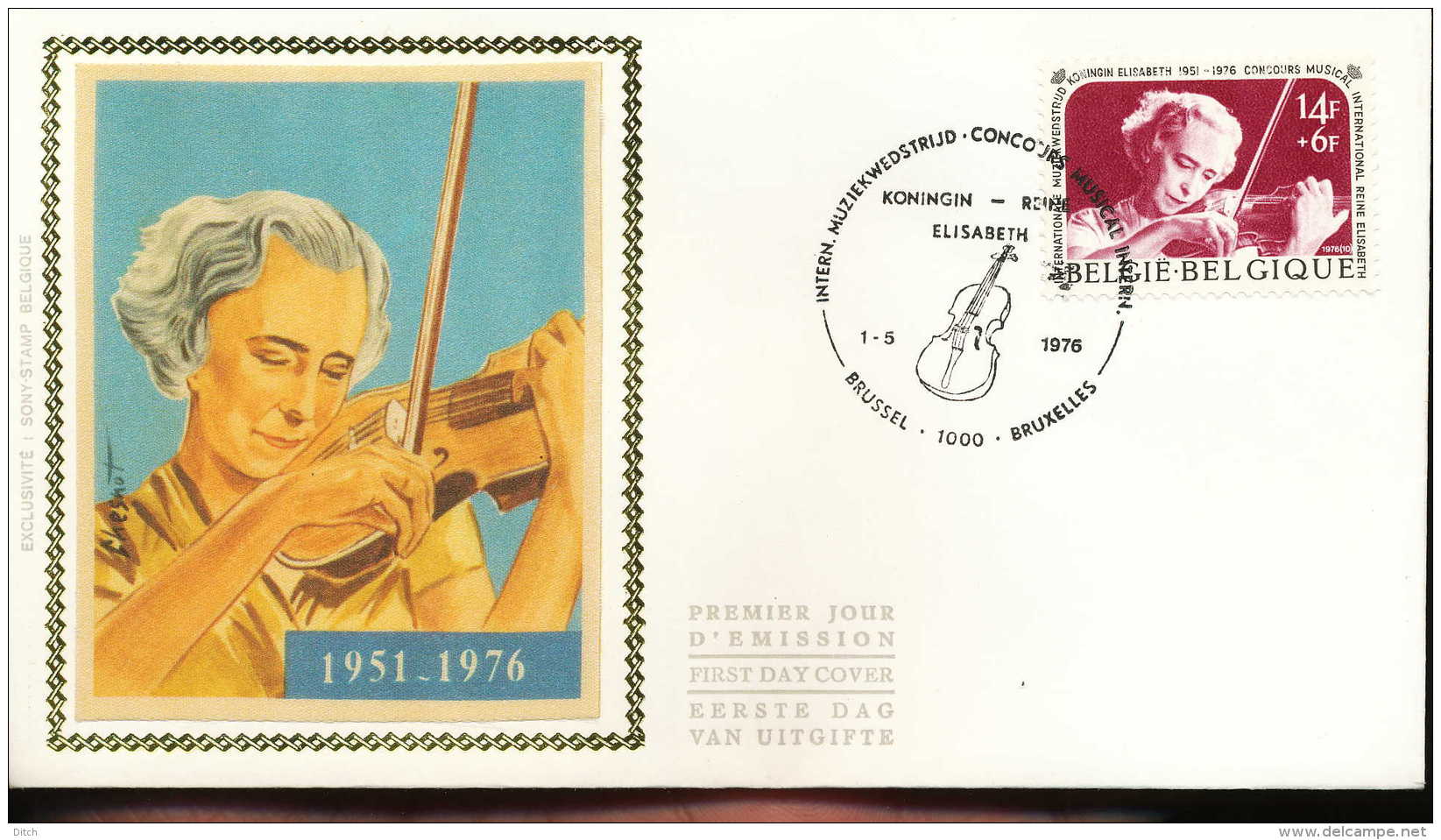 D- N° 1804 - FDC - S.M. La Reine Elisabeth, Musique, Violon - ""BRUSSEL-1000-BRUXELLES"", SNC - Musique