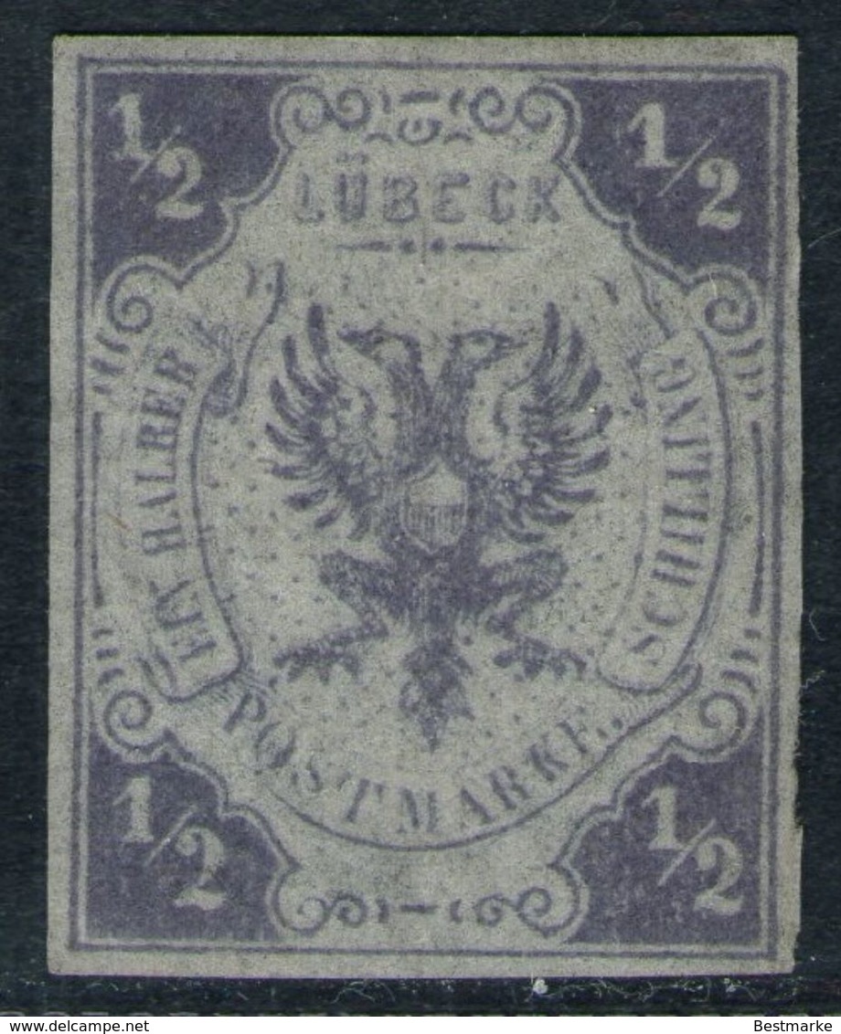 Lübeck Nr. 1 - 1/2 Shilling Dunkelviolett Ungebraucht - Tadellos - Lübeck