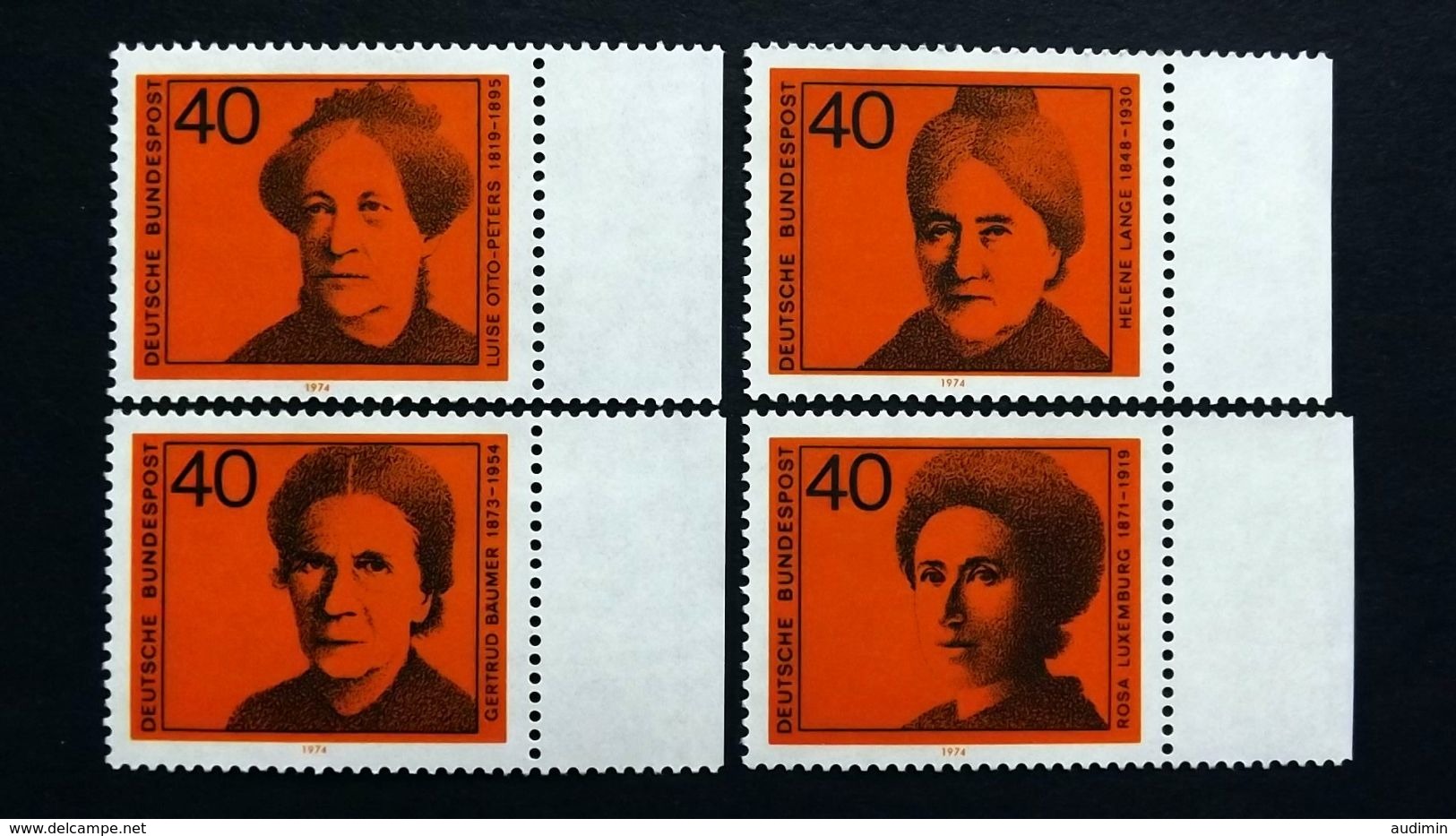 Deutschland BRD 791/4 Yt 640/3 **/mnh, Frauenrechtlerinen: Luise Otto-Peters, Helene Lange,Gertrud Bäumer,Rosa Luxemburg - Nuovi