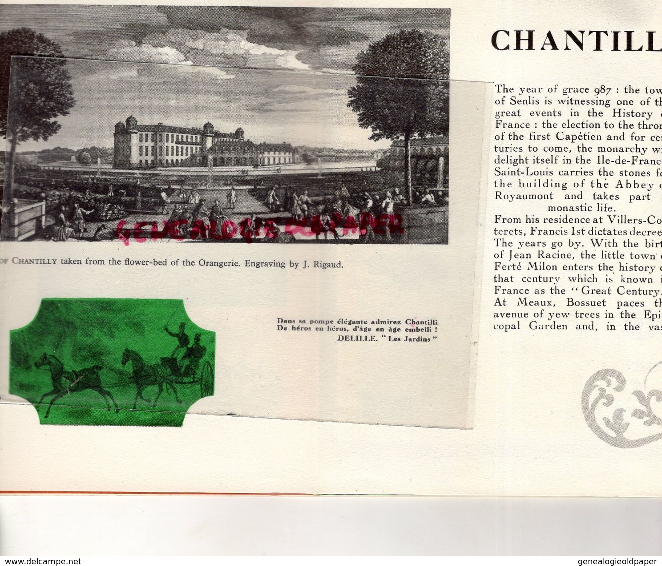 60 -CHANTILLY ET ENVIRONS-DEPLIANT TOURISTIQUE EDITE PAR SOCIETE GENERALE-29 BD HAUSSMANN PARIS- COMPIEGNE-FERTE MILON - Dépliants Turistici