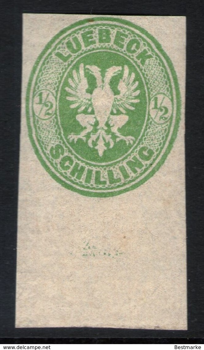 Lübeck Neudruck 1872 - 1/2 Shilling Grün UR - Geprüft BPP - Kabinett - Lübeck