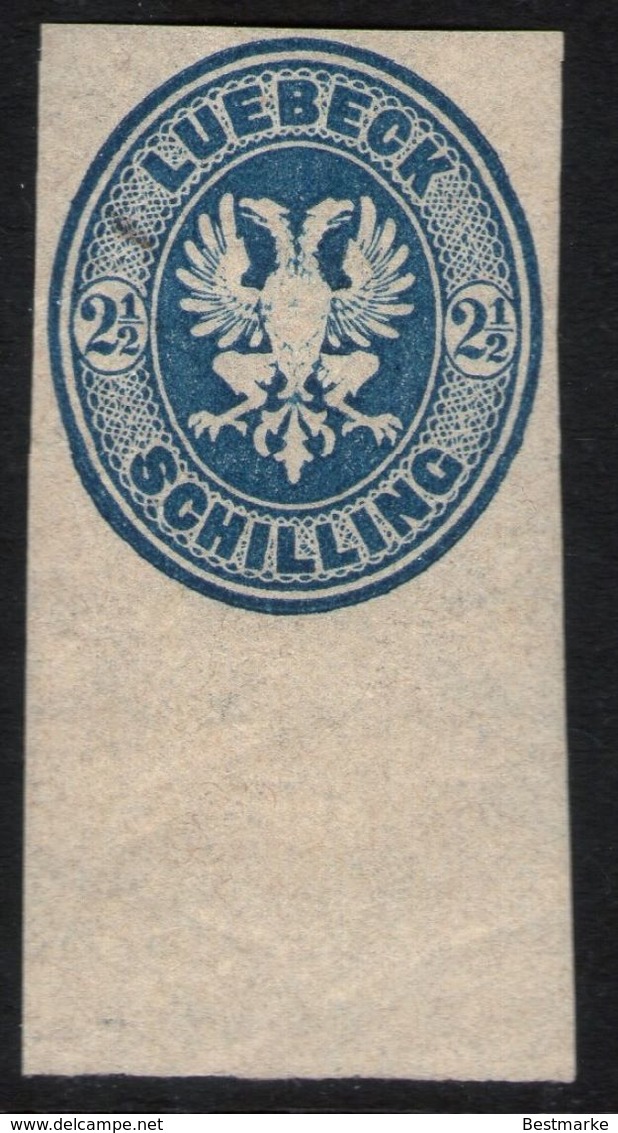 Lübeck Neudruck 1872 - 2 1/2 Shilling Ultramarin UR - Geprüft BPP - Kabinett - Luebeck