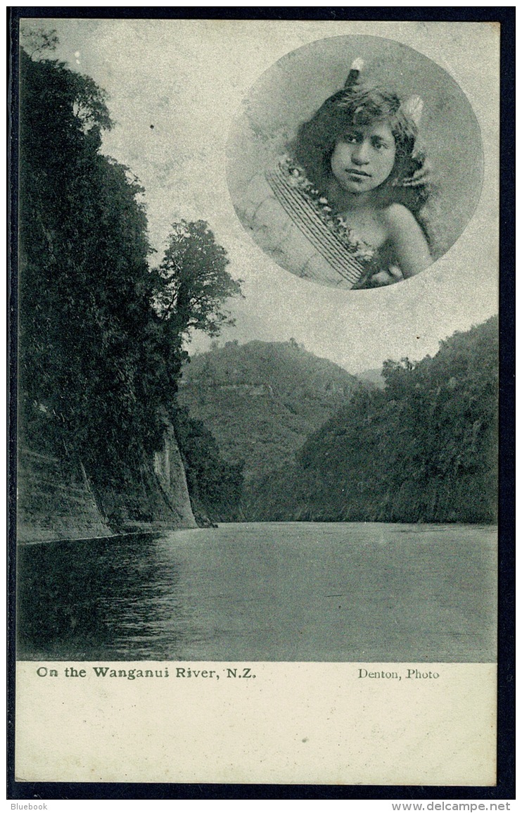 RB 1185 - Super New Zealand Ethnic Postcard - Maori Girl Inset - On The Wanganui River - New Zealand