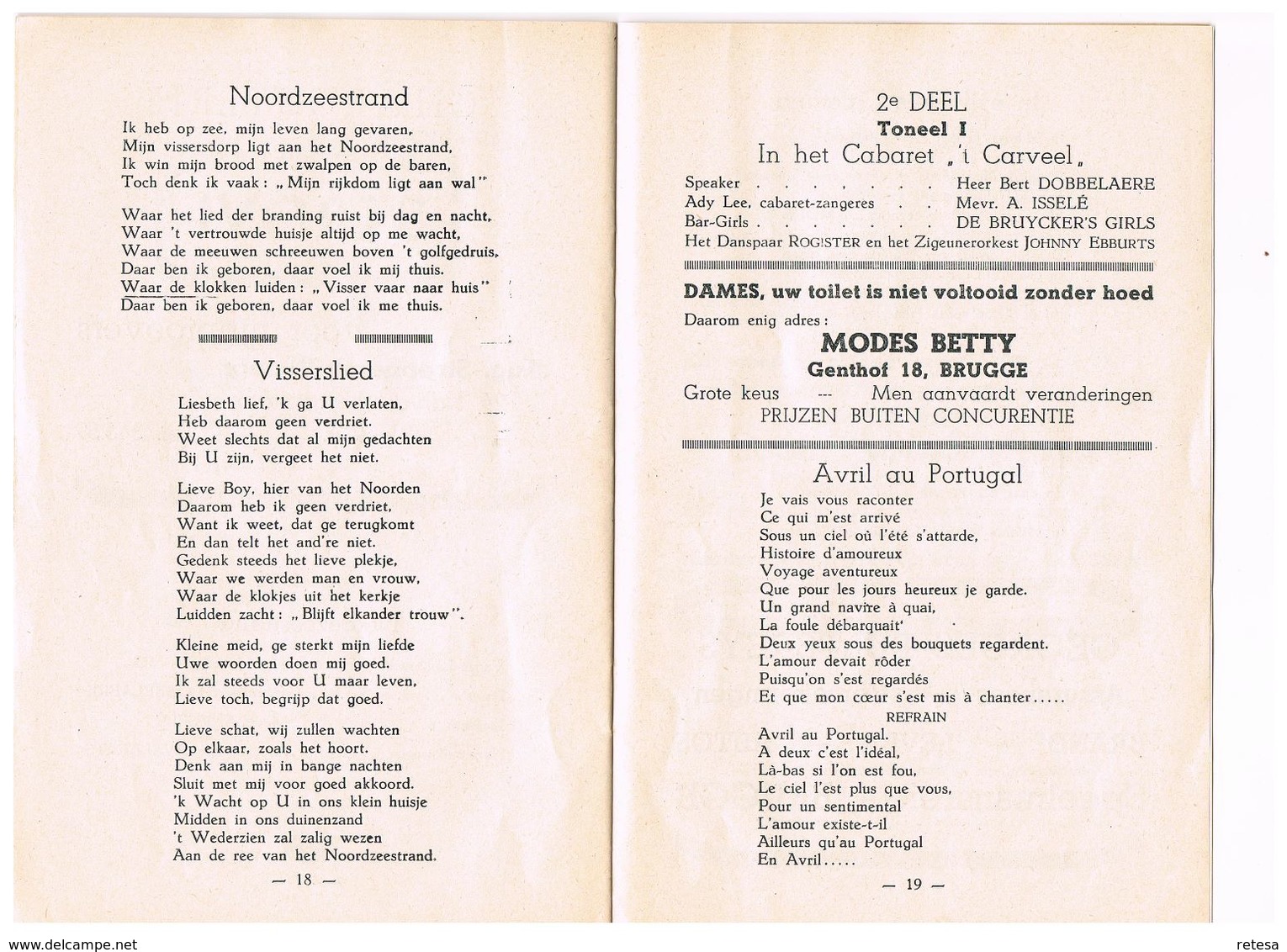 PROGRAMMA STADSSCHOUWBURG BRUGGE - KOM OLHIER  SCHIETEBOONE 1951/1952 - Programma's