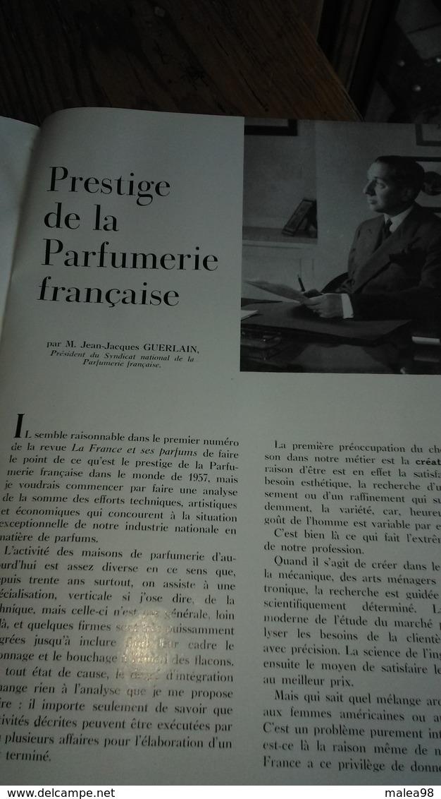 LA FRANCE ET SES PARFUMS,,,,, N°  PRESTIGE,,,1957,,,  TOUT CE QUI FAIT L'INDUSTRIE DU PARFUM,,,,,  MAJESTUEUX FLACON_