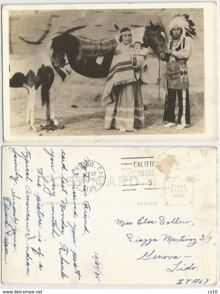 USA Native Americans Typical Family In Dresses With Child & Horses B/w S/less PPC S.Diego CA 27oct1935 - Native Americans