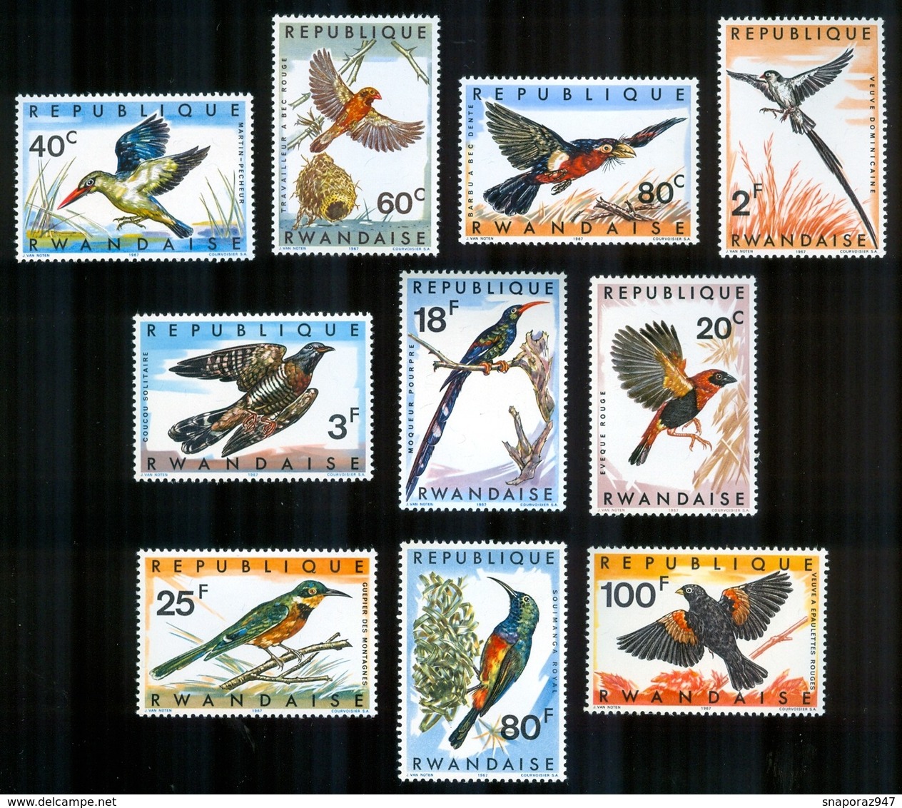 1967 Rwanda Uccelli Birds Oiseaux Set MNH** Fiog31 - Altri & Non Classificati