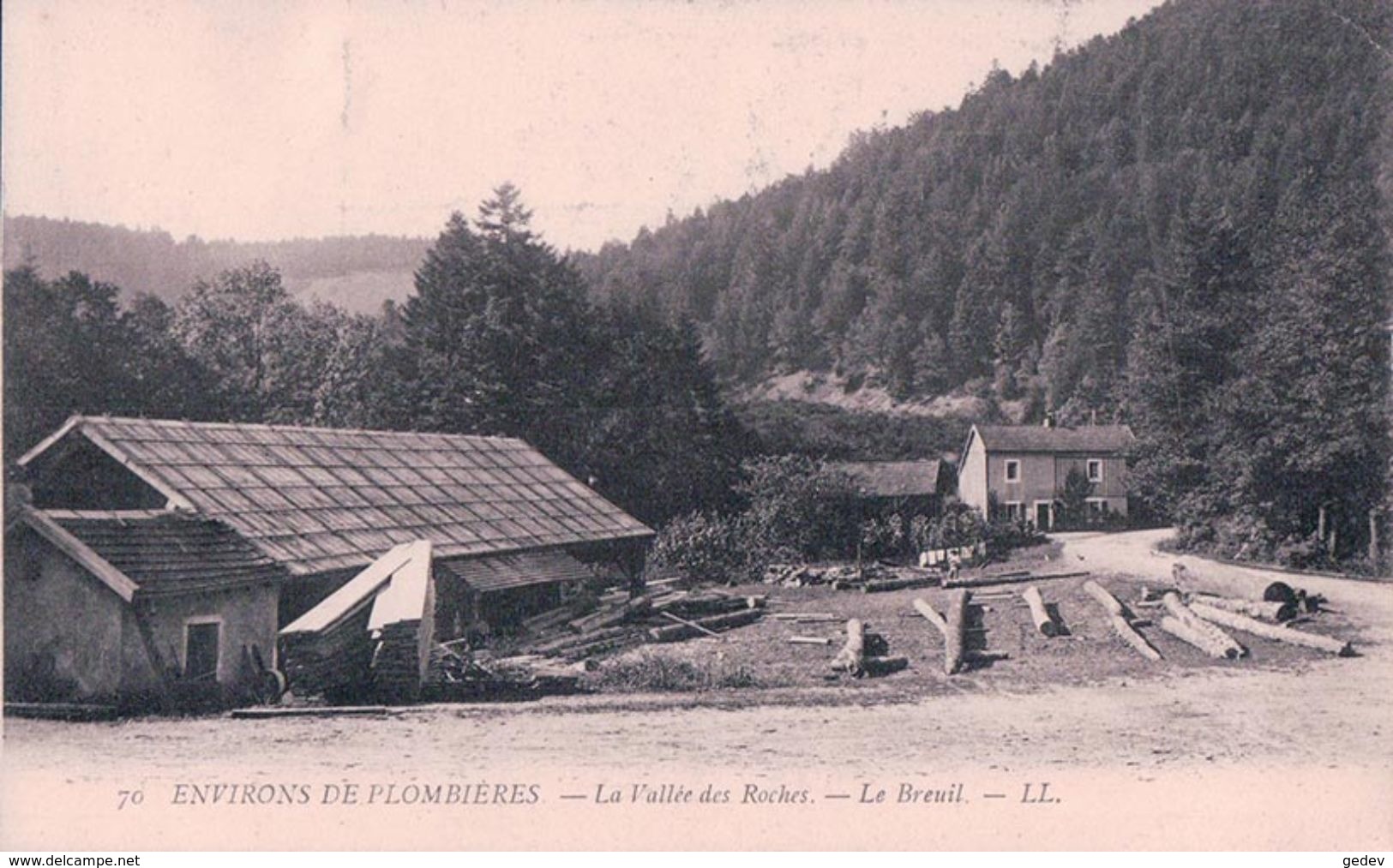 France 88, Le Breuil Près Plombières, Scierie Dans La Vallée Des Roches (70) Petit Pli D'angle - Plombieres Les Bains