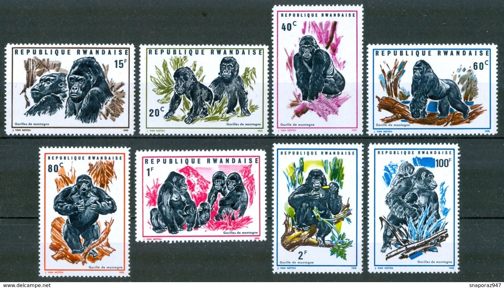 1970 Rwanda Gorilla Scimmie Monkey Singes MNH** Fiog52 - Gorilla's