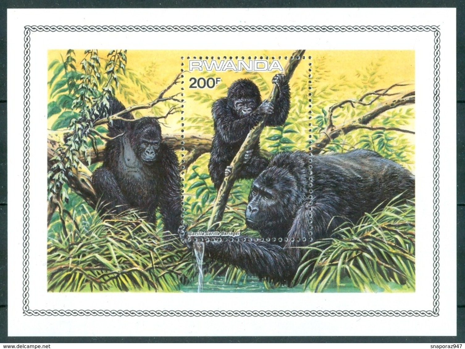 1985 Rwanda Gorilla Scimmie Monkey Singes MNH** Fiog58 - Chimpancés