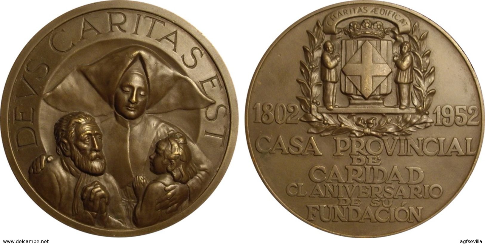 ESPAÑA. MEDALLA 150 ANIVERSARIO FUNDACIÓN CASA PROVINCIAL DE CARIDAD. 1.952. ESPAGNE. SPAIN MEDAL - Professionali/Di Società