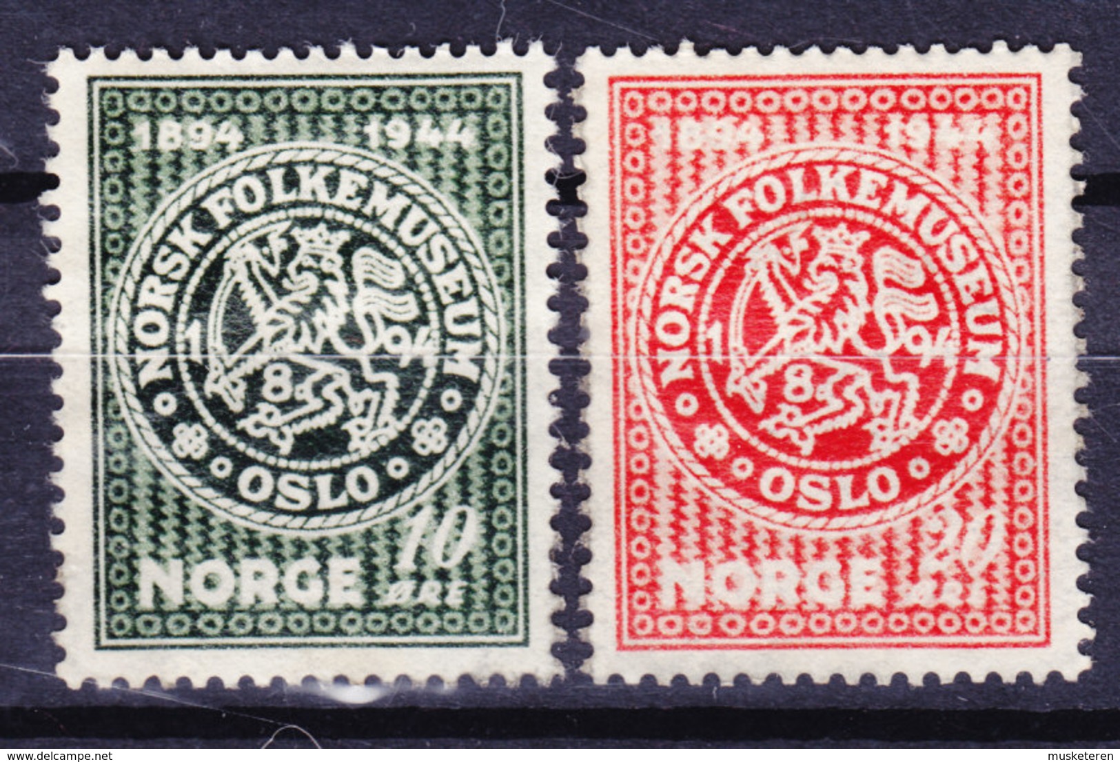 Norway 1945 Mi. 308-09 Norsk Folkemuseum Norwegisches Volksmuseum Complete Set MH* - Ungebraucht