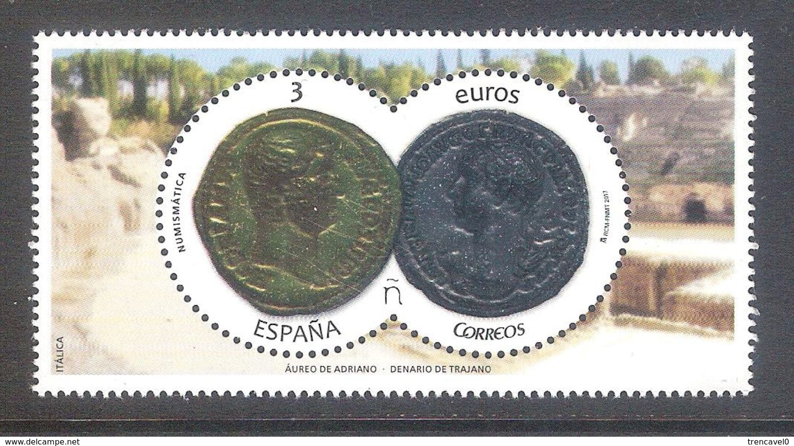 España 2017 - 1 Hojita Bloque Nueva**MNH-Numismática-Áureo De Adriano Y Denario De Trajano-Espagne Spain Spanien Spagna - Nuevos